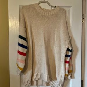 Torrid size 2 cream sweater with striped arms